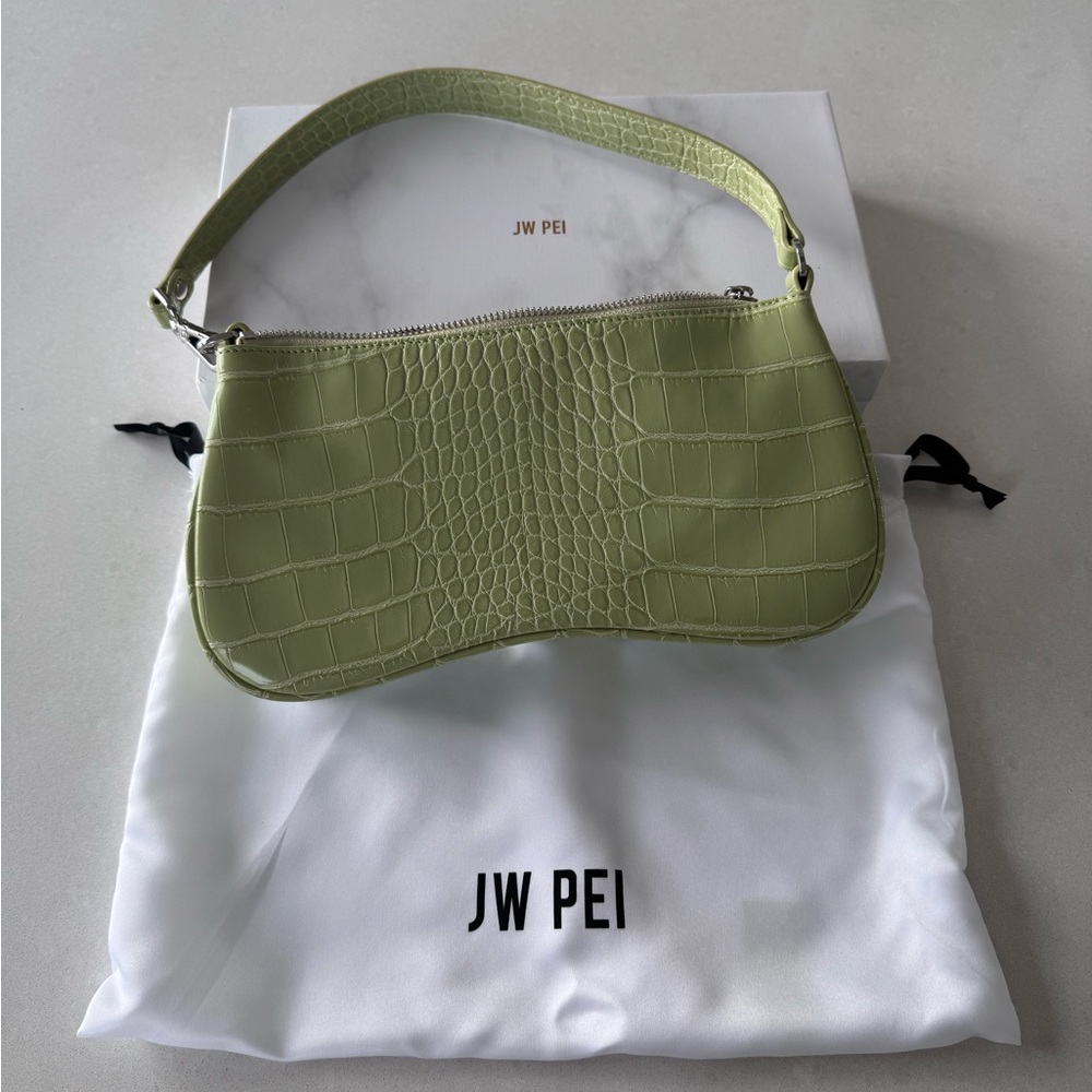 JW PEI Green Crocodile-Embossed Women's Shoulder Bag